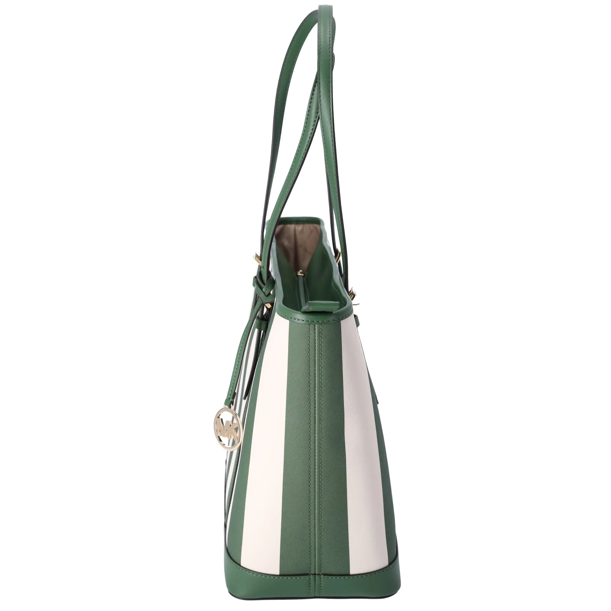 Michael Kors Jet Set Travel Large Top Zip Tote Fern Green Multi Stripe