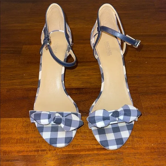 Michael Michael Kors Womens Pippa Leather Open Toe heels. Size 8.5M. Checkered