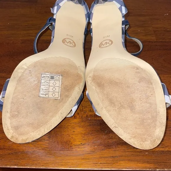 Michael Michael Kors Womens Pippa Leather Open Toe heels. Size 8.5M. Checkered
