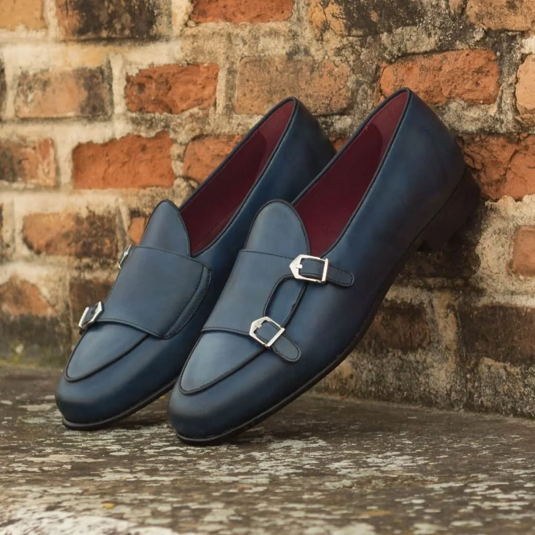 Mocassin Double Boucle en cuir bleu marine