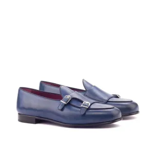 Mocassin Double Boucle en cuir bleu marine