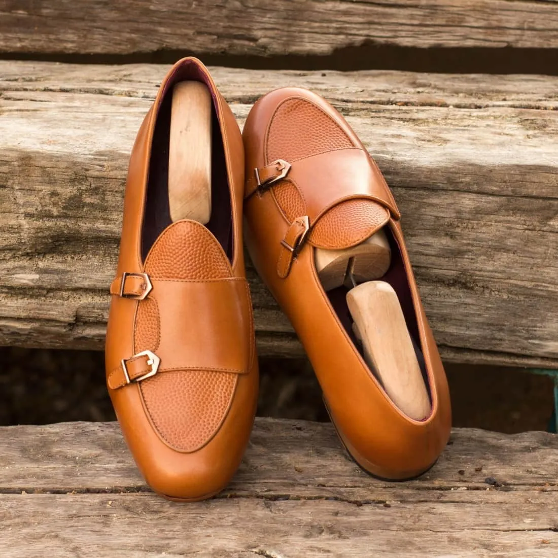 Mocassin Double Boucle en cuir marron clair