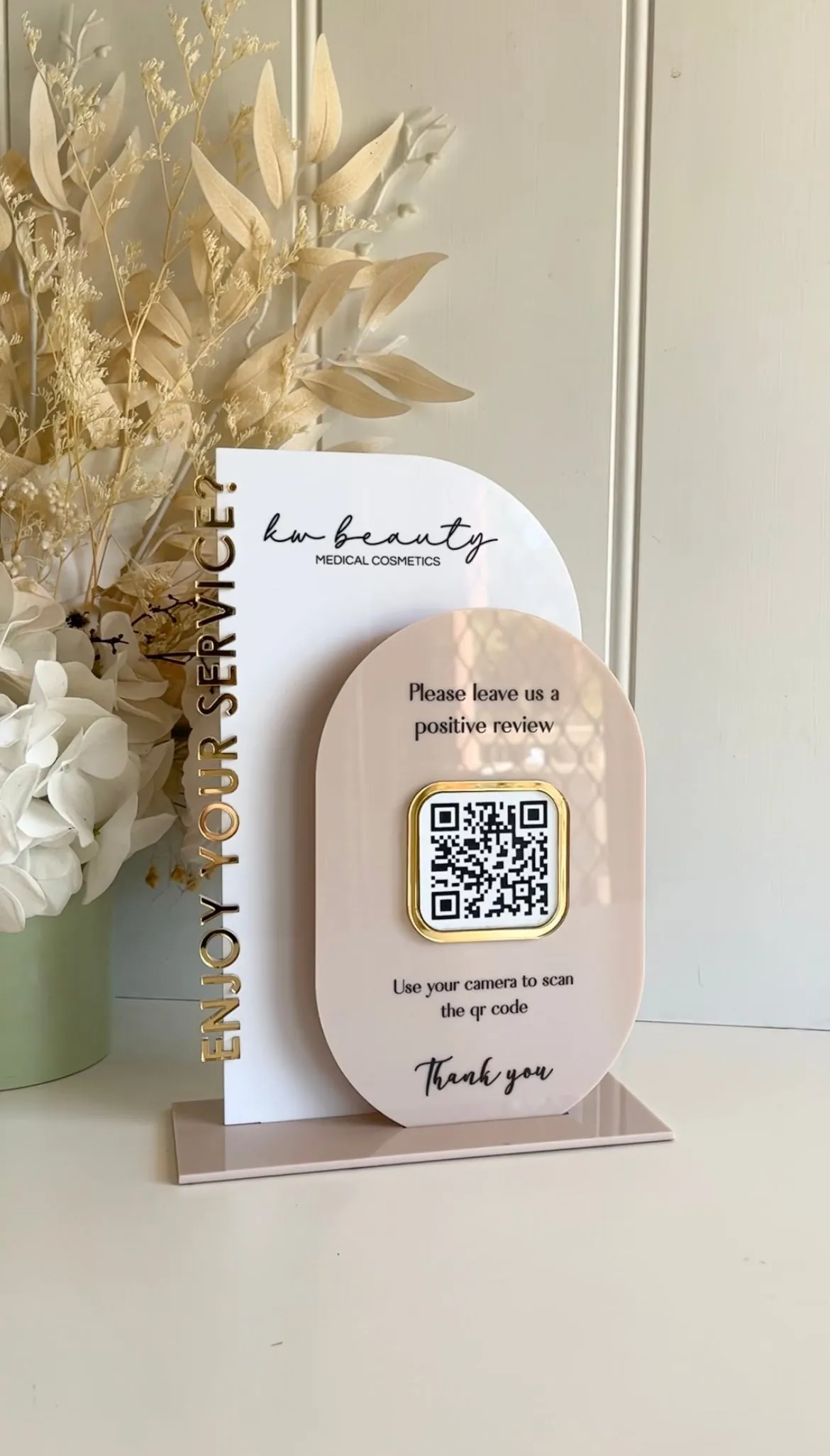 Modern QR Code Freestanding Acrylic business sign version 6 (review)