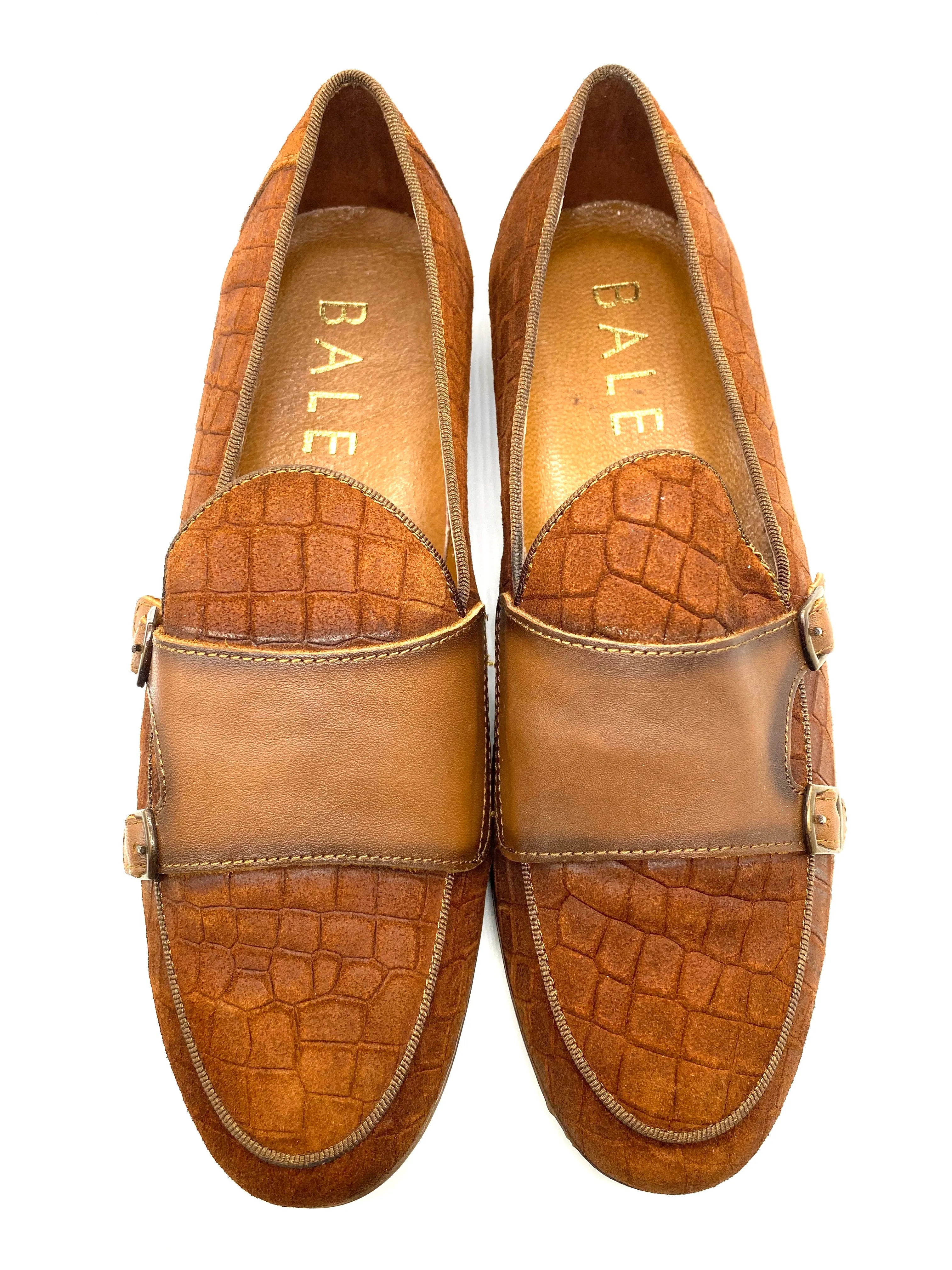 Monk Strap Croc Loafer Shoe - Tan