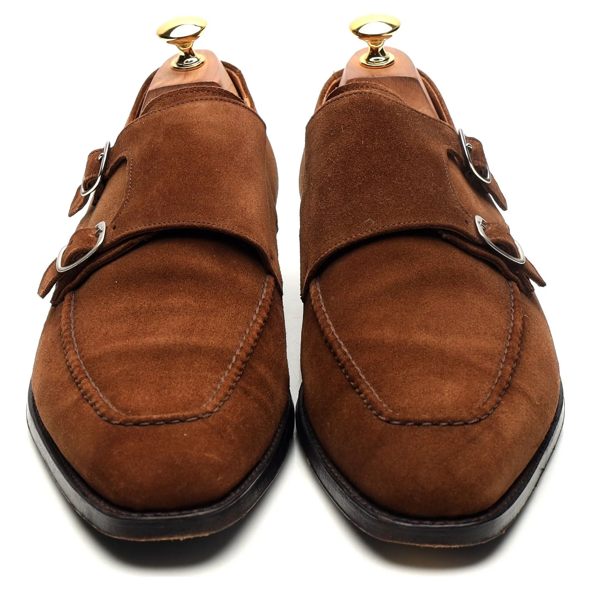 'Montlake' Brown Suede Double Monk Strap UK 10.5 E