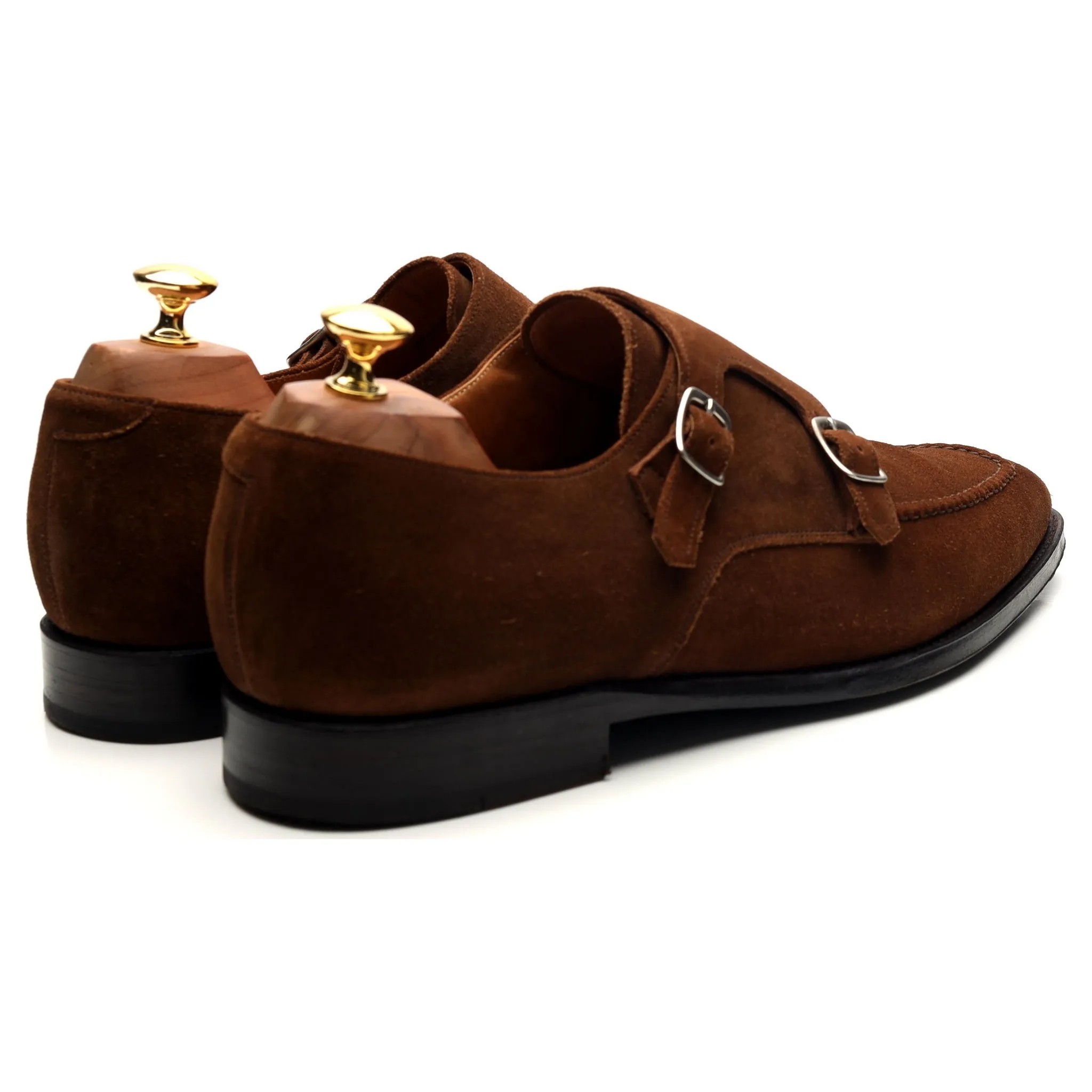 'Montlake' Brown Suede Double Monk Strap UK 10.5 E