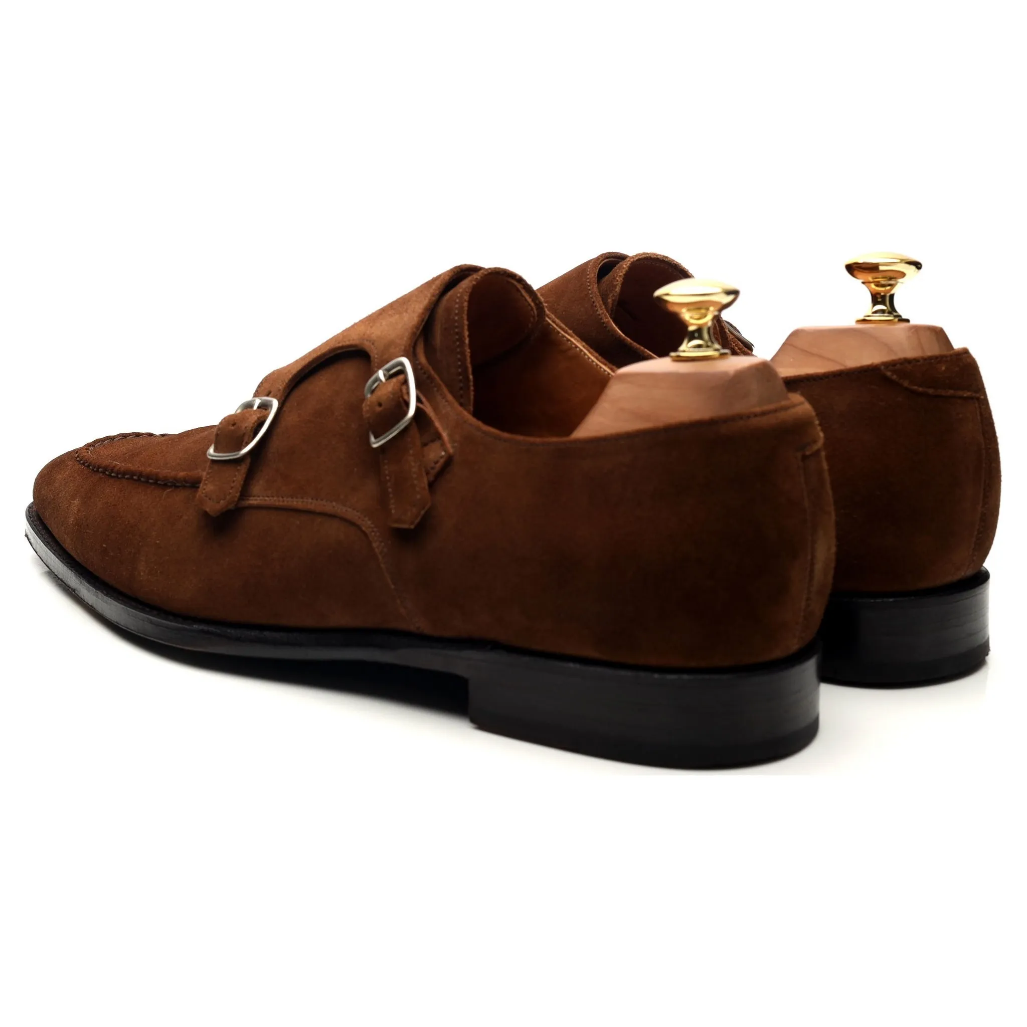 'Montlake' Brown Suede Double Monk Strap UK 10.5 E