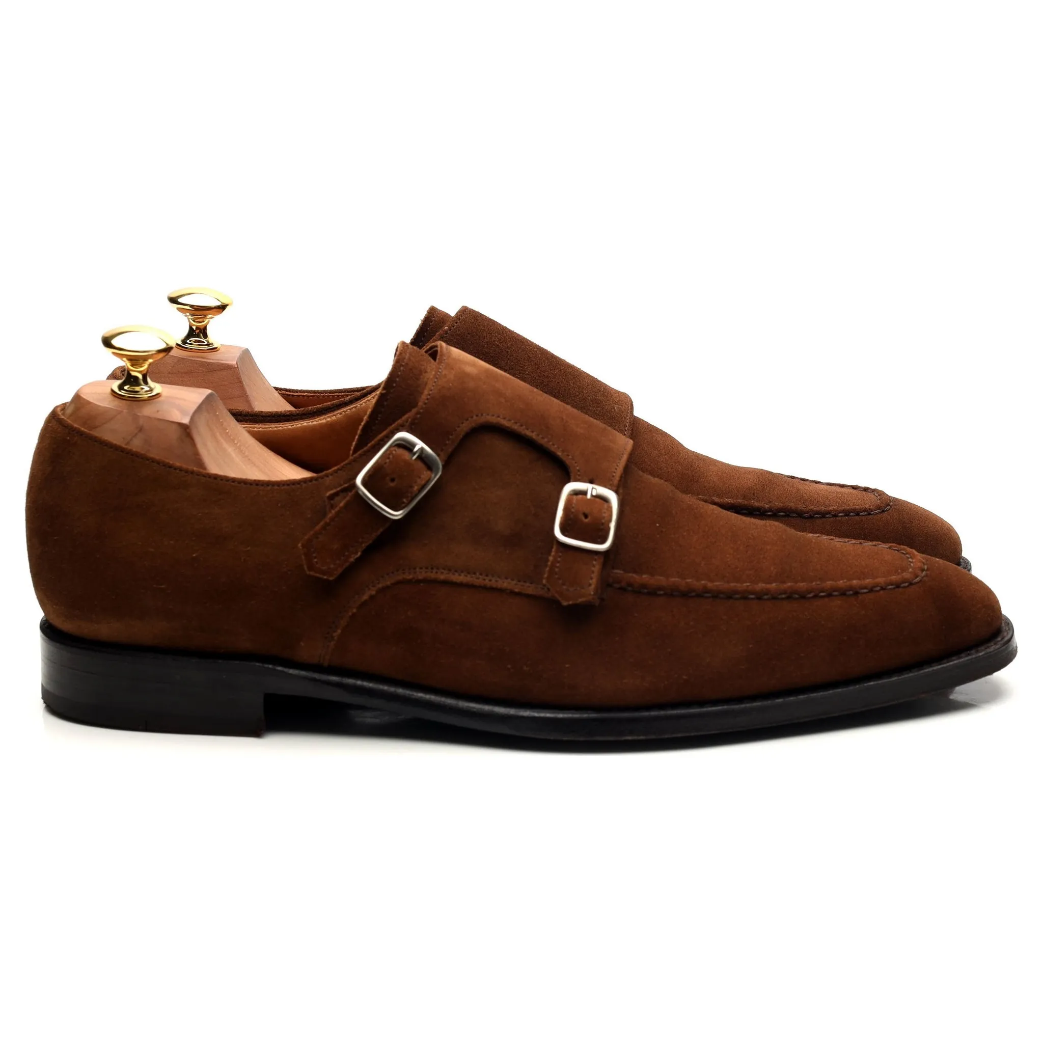 'Montlake' Brown Suede Double Monk Strap UK 10.5 E
