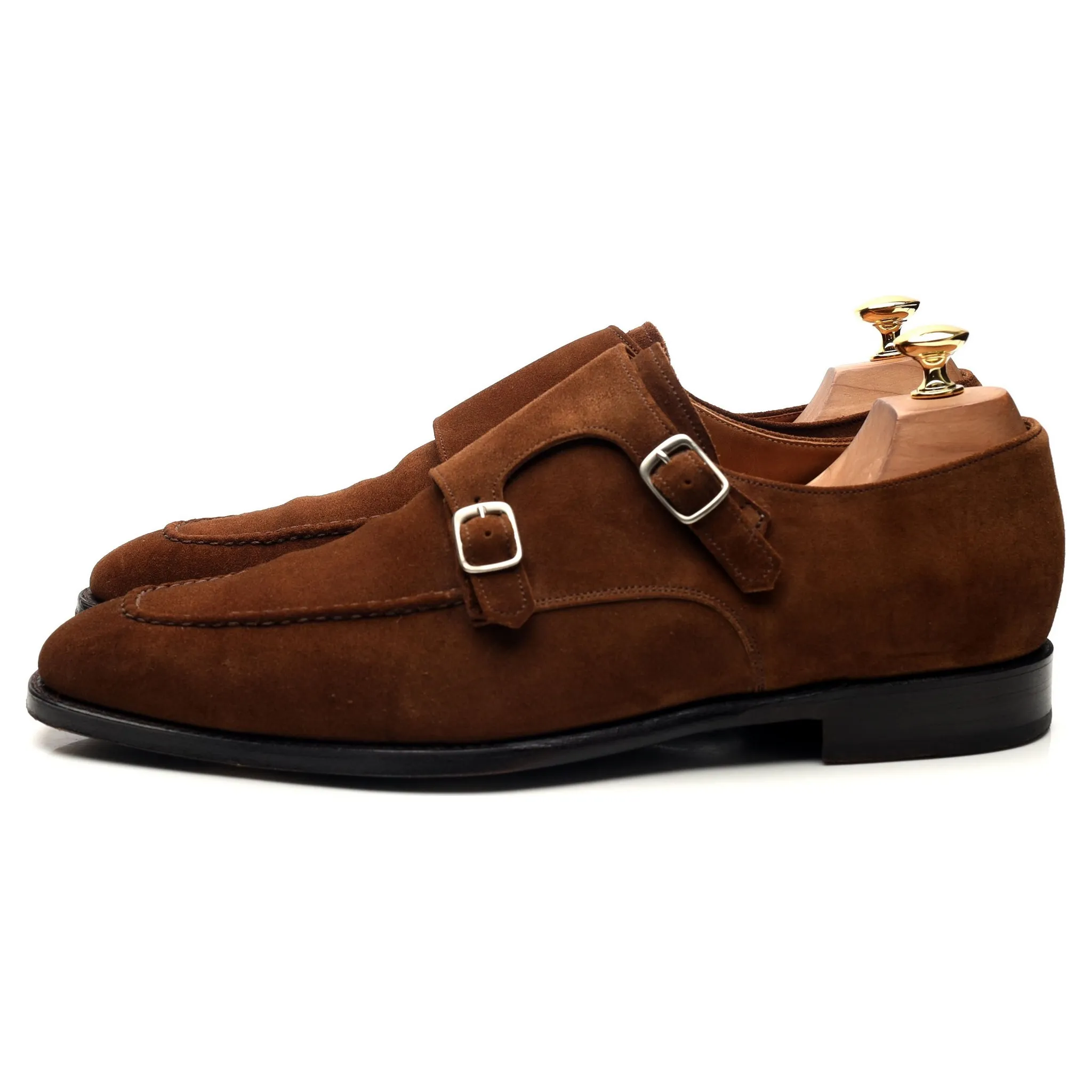 'Montlake' Brown Suede Double Monk Strap UK 10.5 E