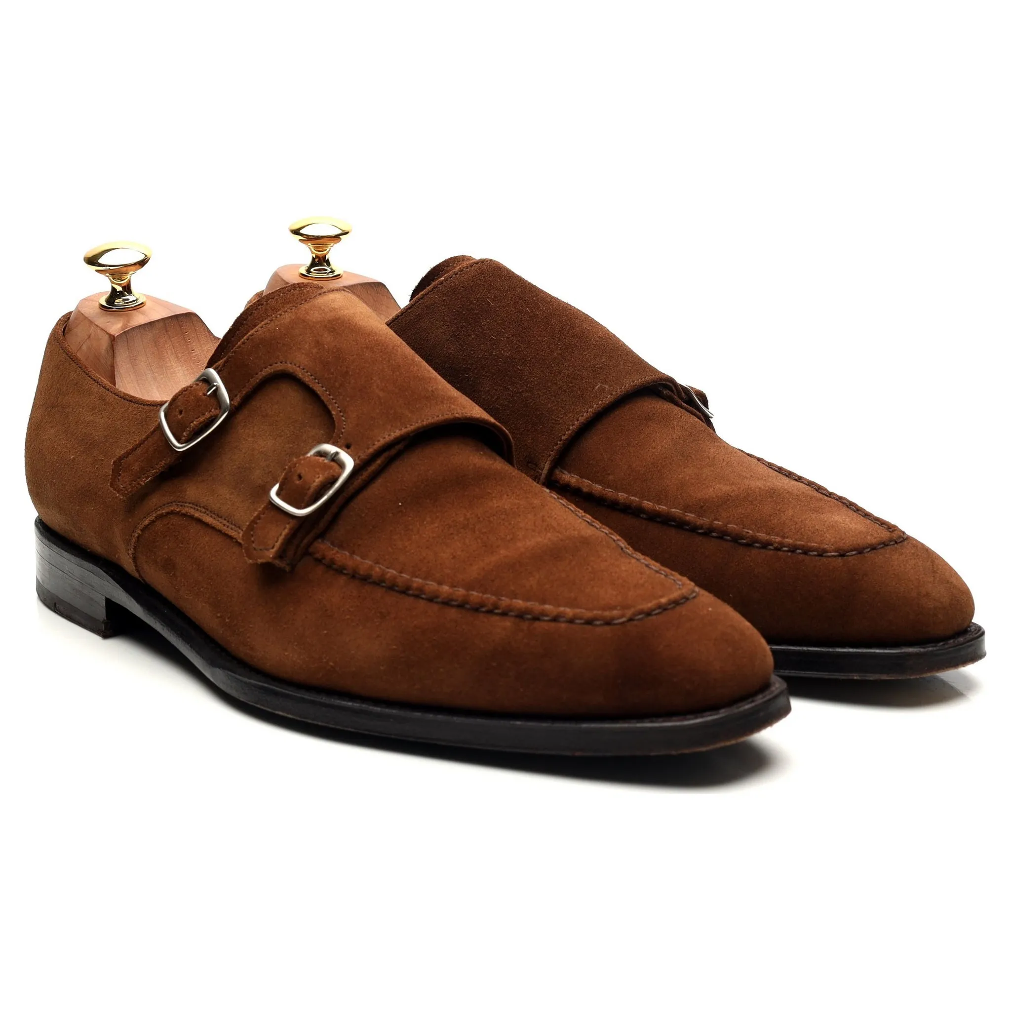 'Montlake' Brown Suede Double Monk Strap UK 10.5 E