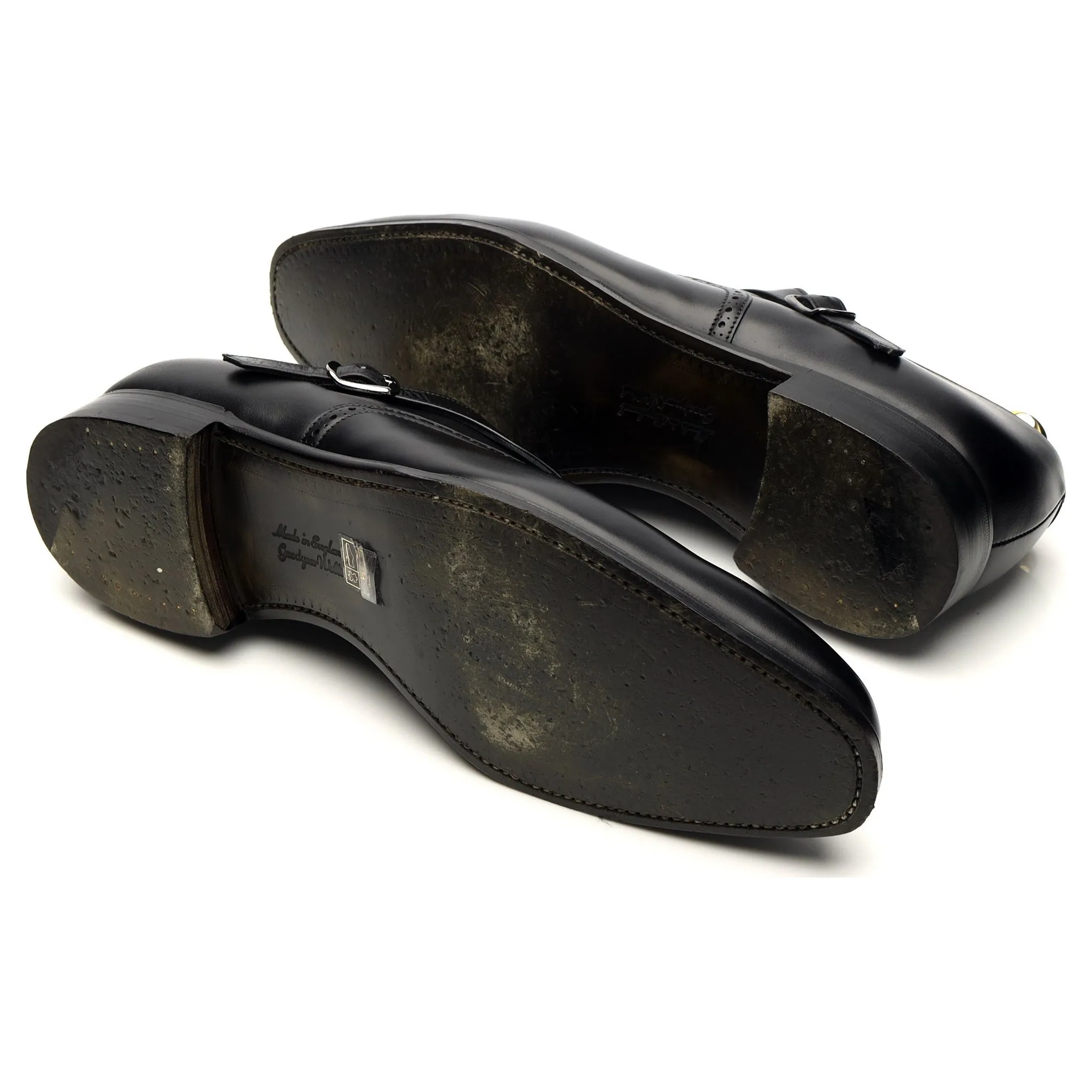 'Moulton' Black Leather Monk Strap UK 11 F