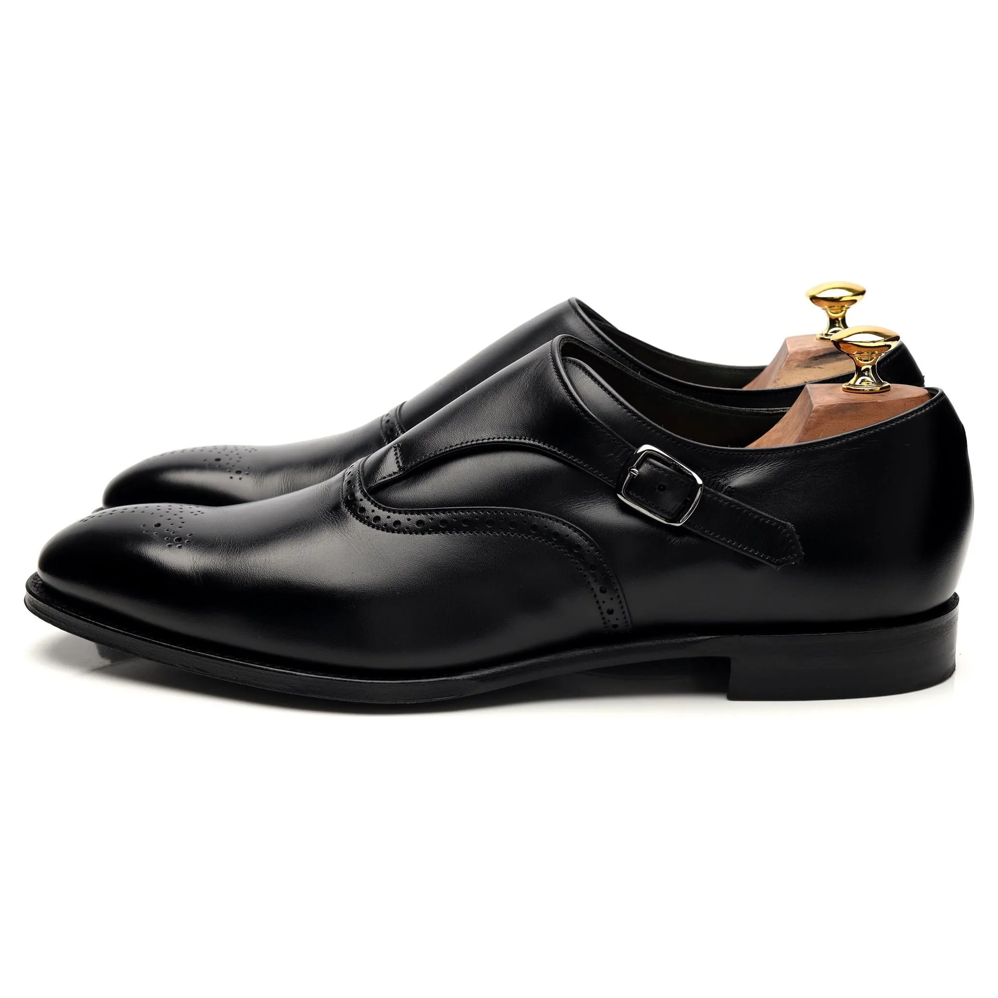 'Moulton' Black Leather Monk Strap UK 11 F