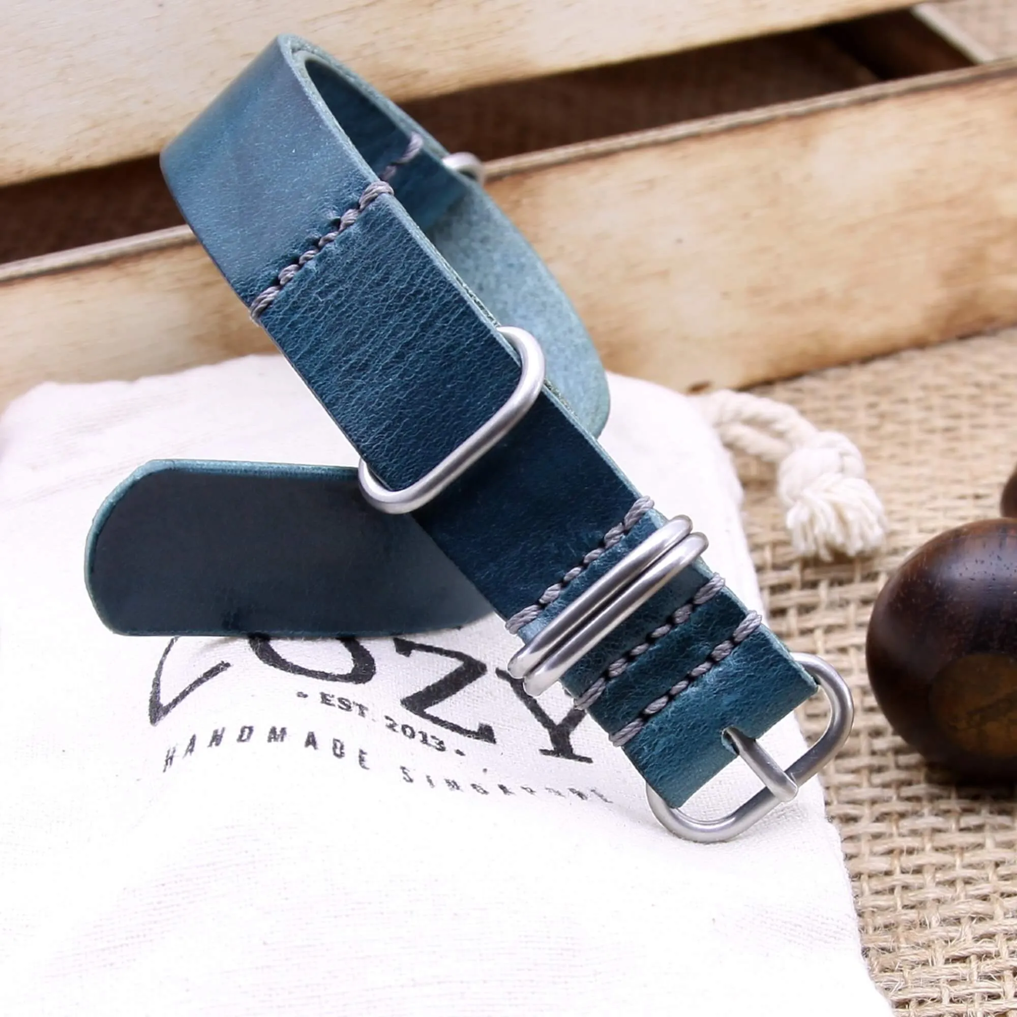 NAT2 Leather Watch Strap, 5-Ring Military 106