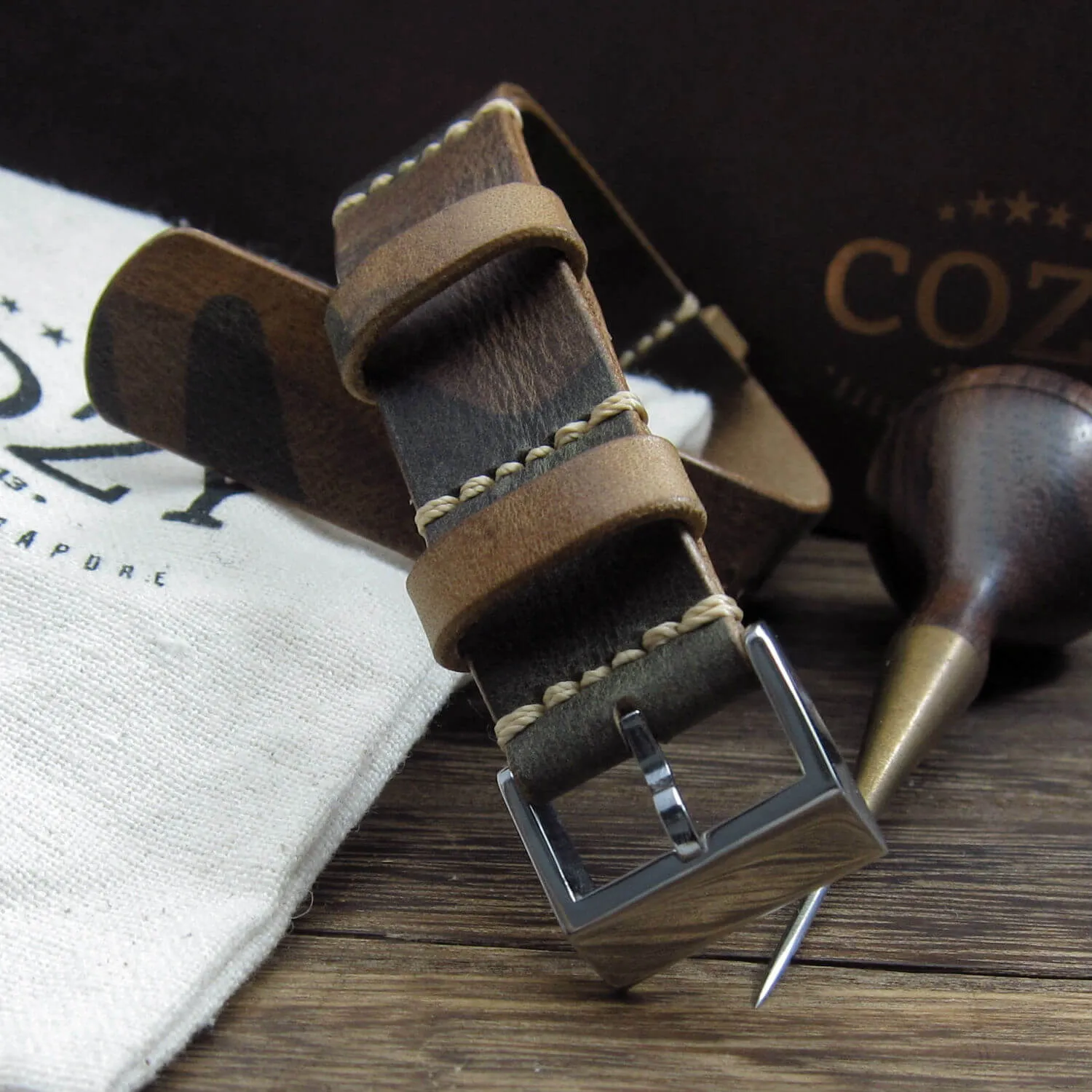 NAT2 Leather Watch Strap, Military 101