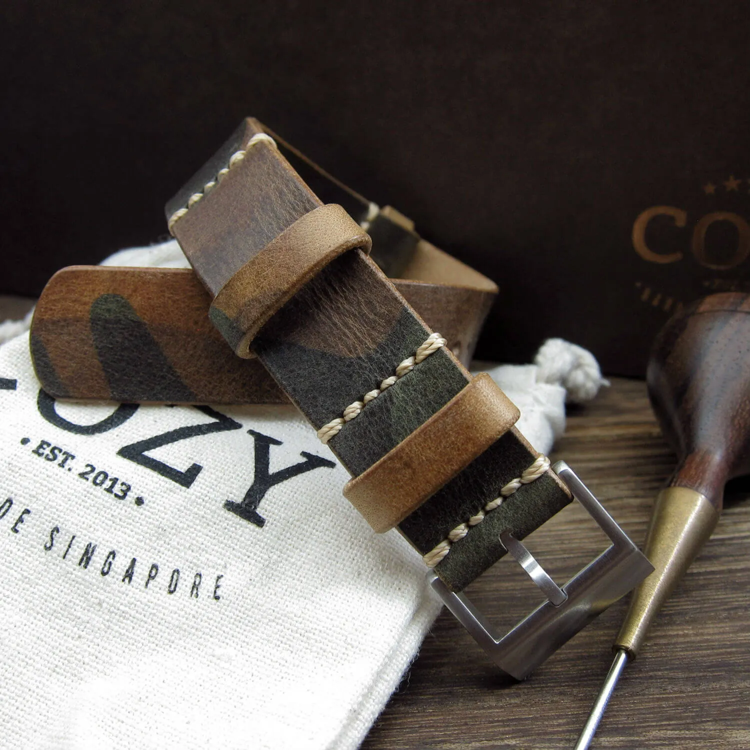 NAT2 Leather Watch Strap, Military 101