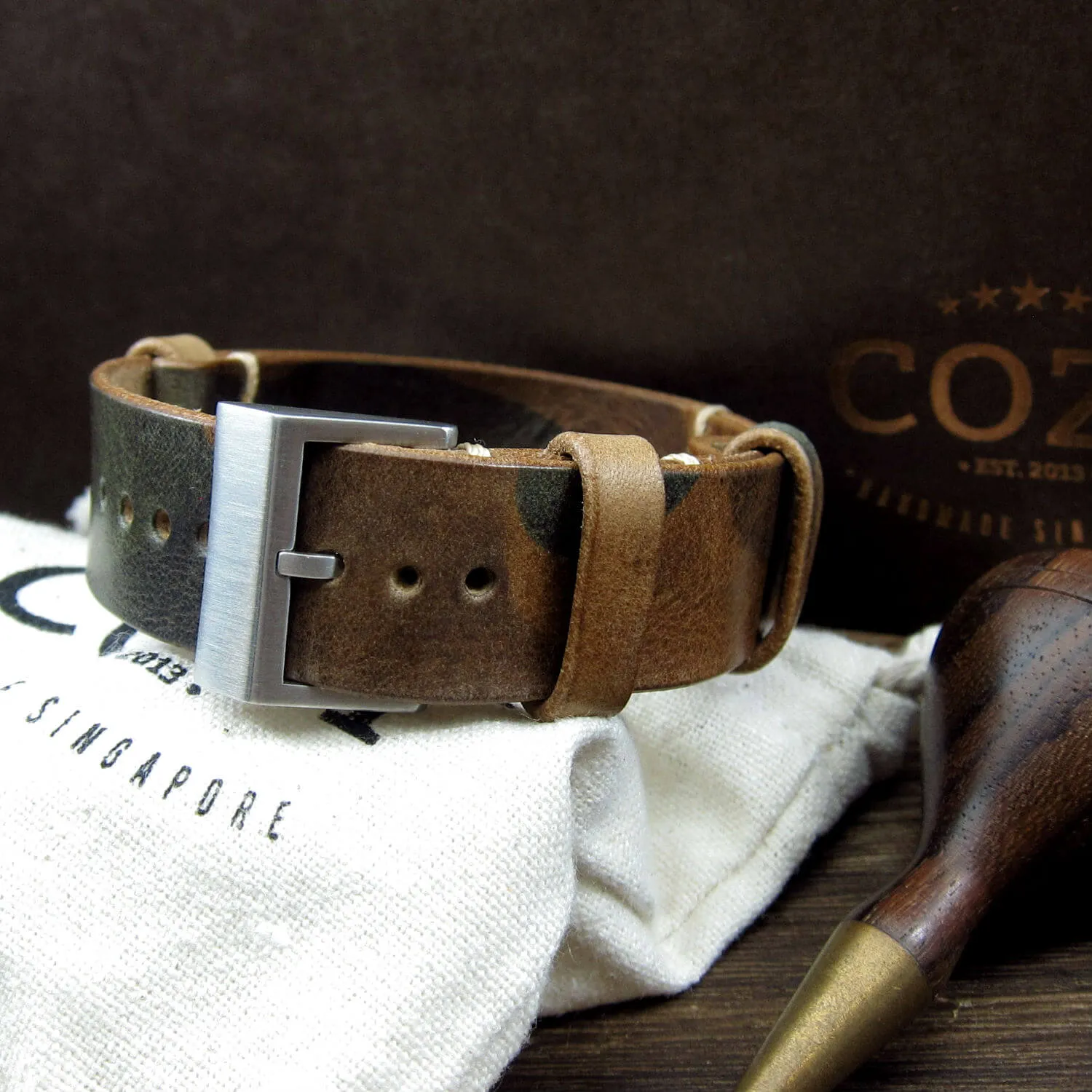 NAT2 Leather Watch Strap, Military 101