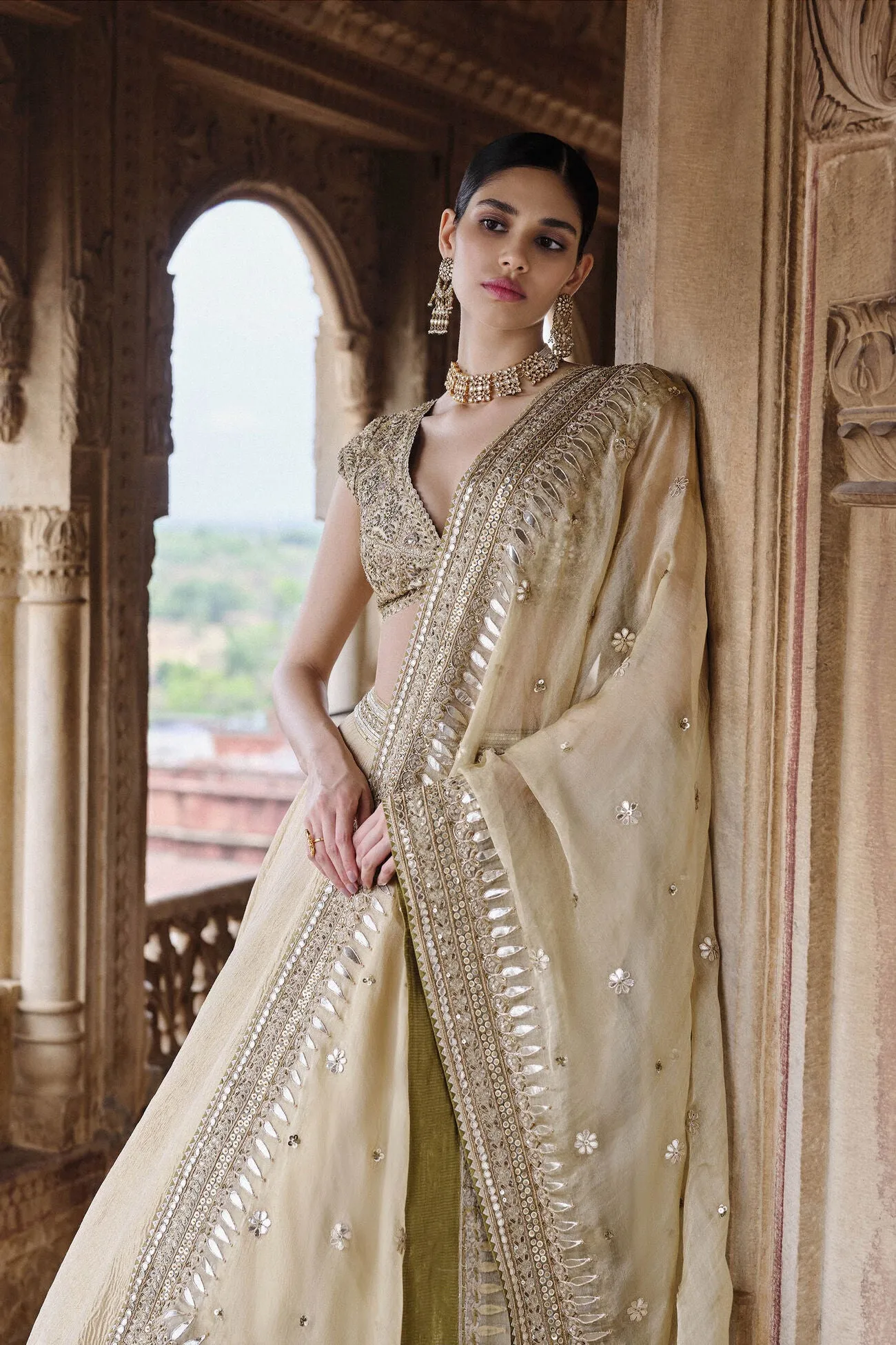 Nehmat Embroidered Lehenga Set - Gold