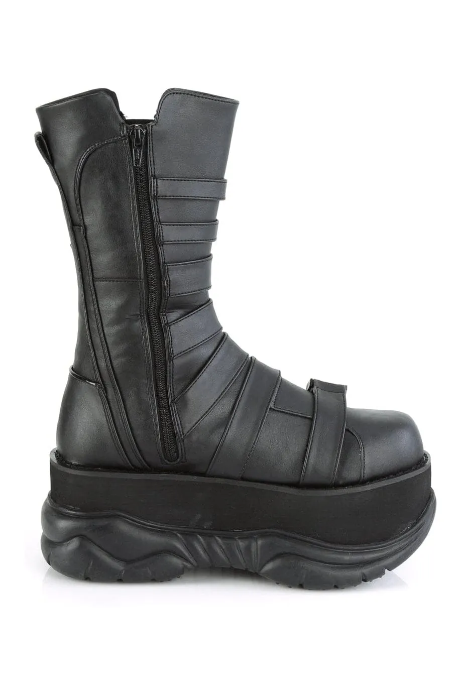 NEPTUNE-210 Black Vegan Leather Knee Boot