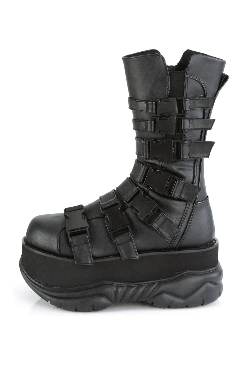 NEPTUNE-210 Black Vegan Leather Knee Boot
