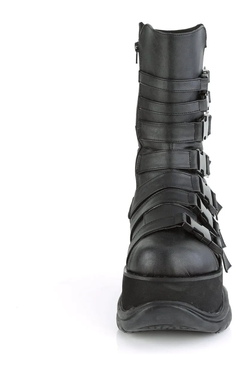 NEPTUNE-210 Black Vegan Leather Knee Boot