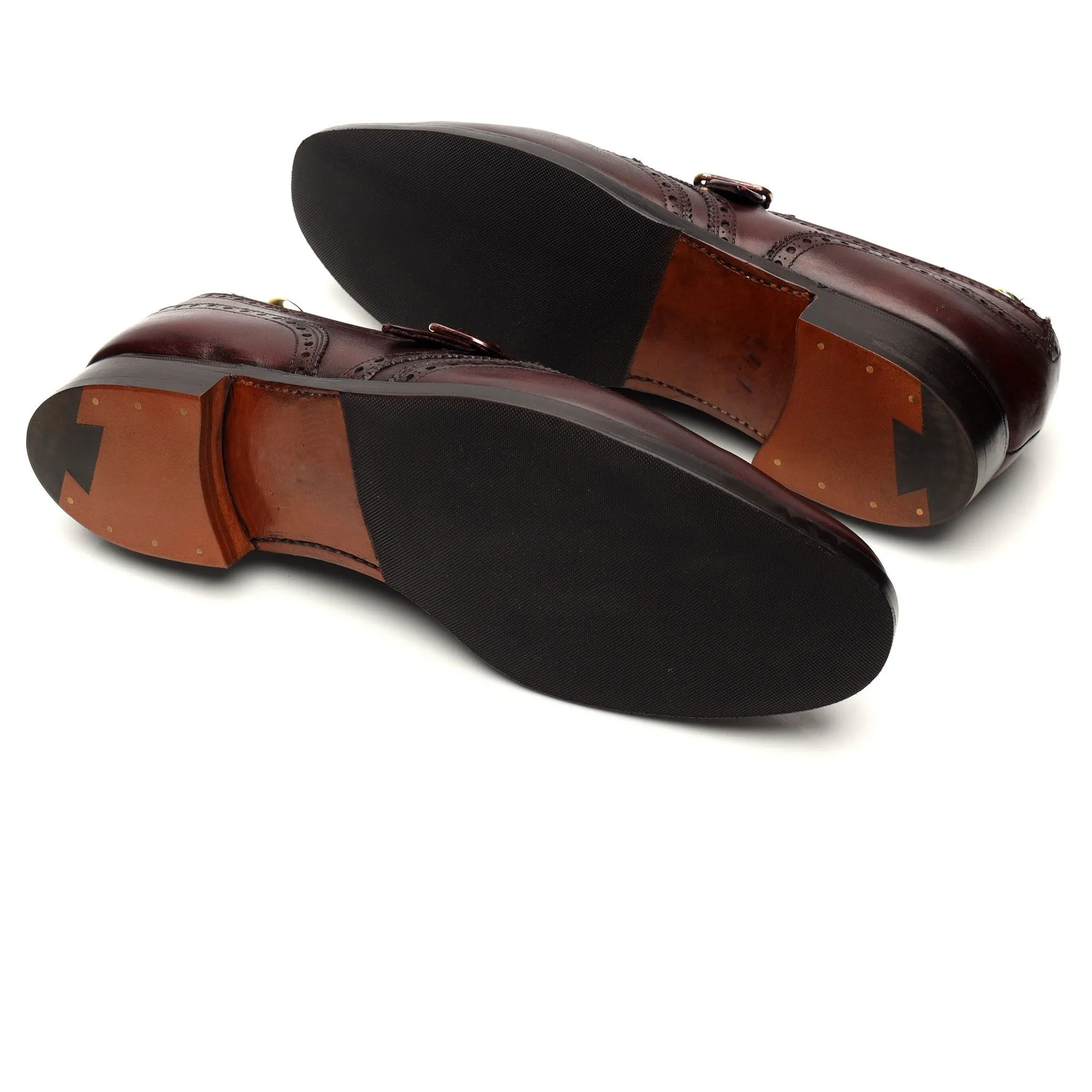 New & Lingwood Burgundy Leather Monk Strap UK 10.5 E