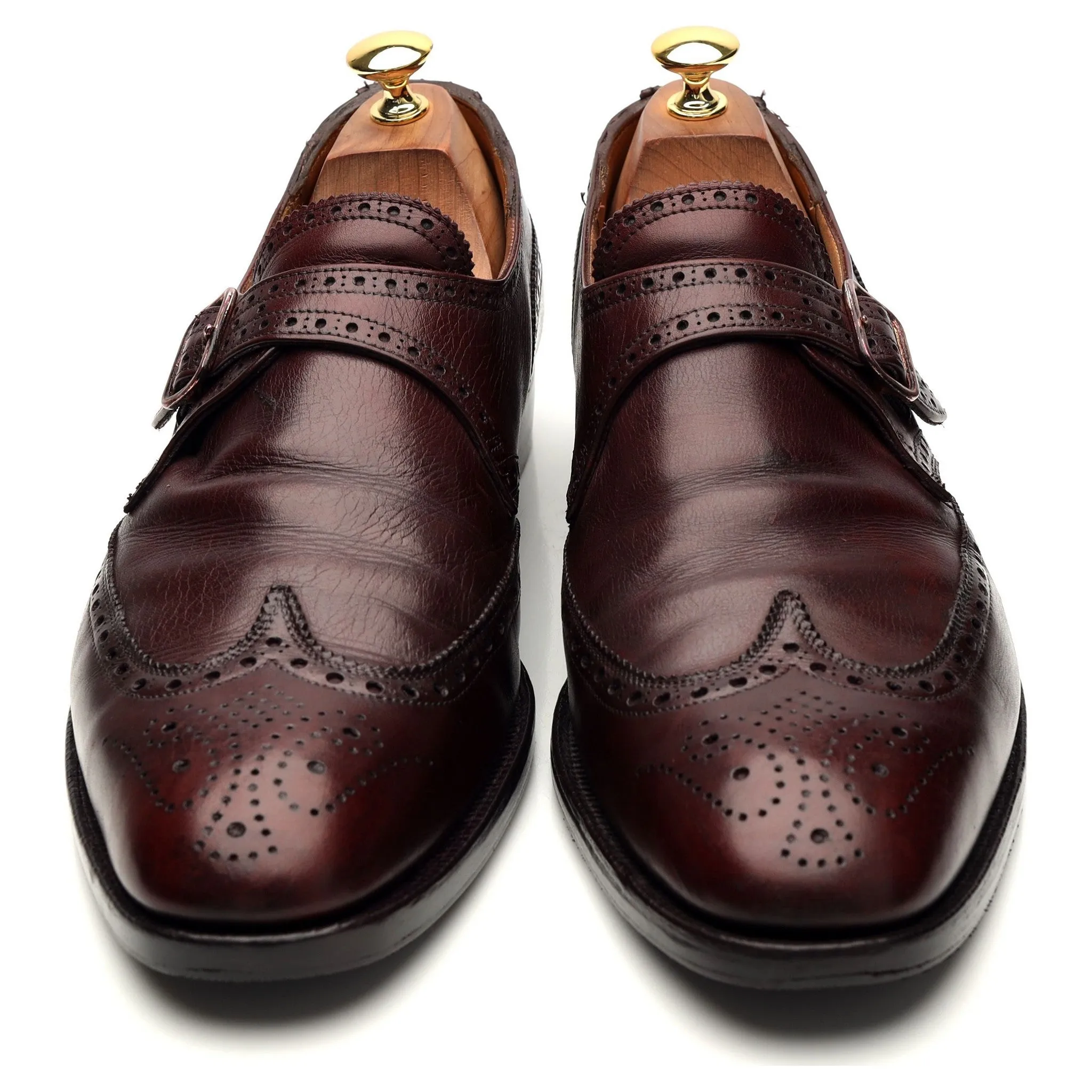 New & Lingwood Burgundy Leather Monk Strap UK 10.5 E