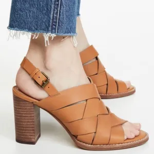 NEW Madewell Cindy Woven Stacked Heel Sandal 9M