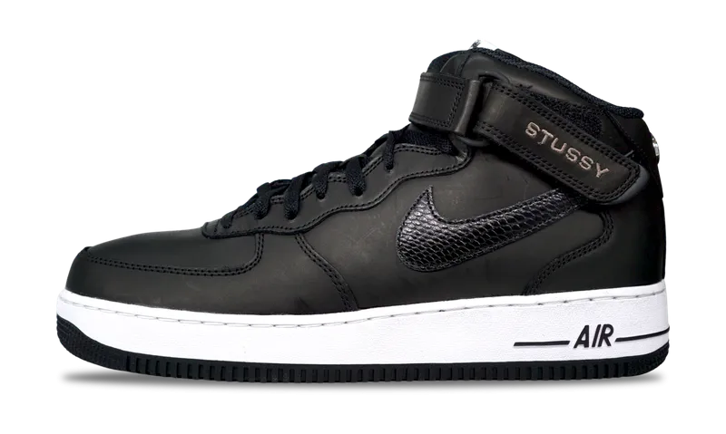 nike Air Force 1 Mid x Stussy Black Snakeskin 2022 (DJ7840-001) Size 5-14