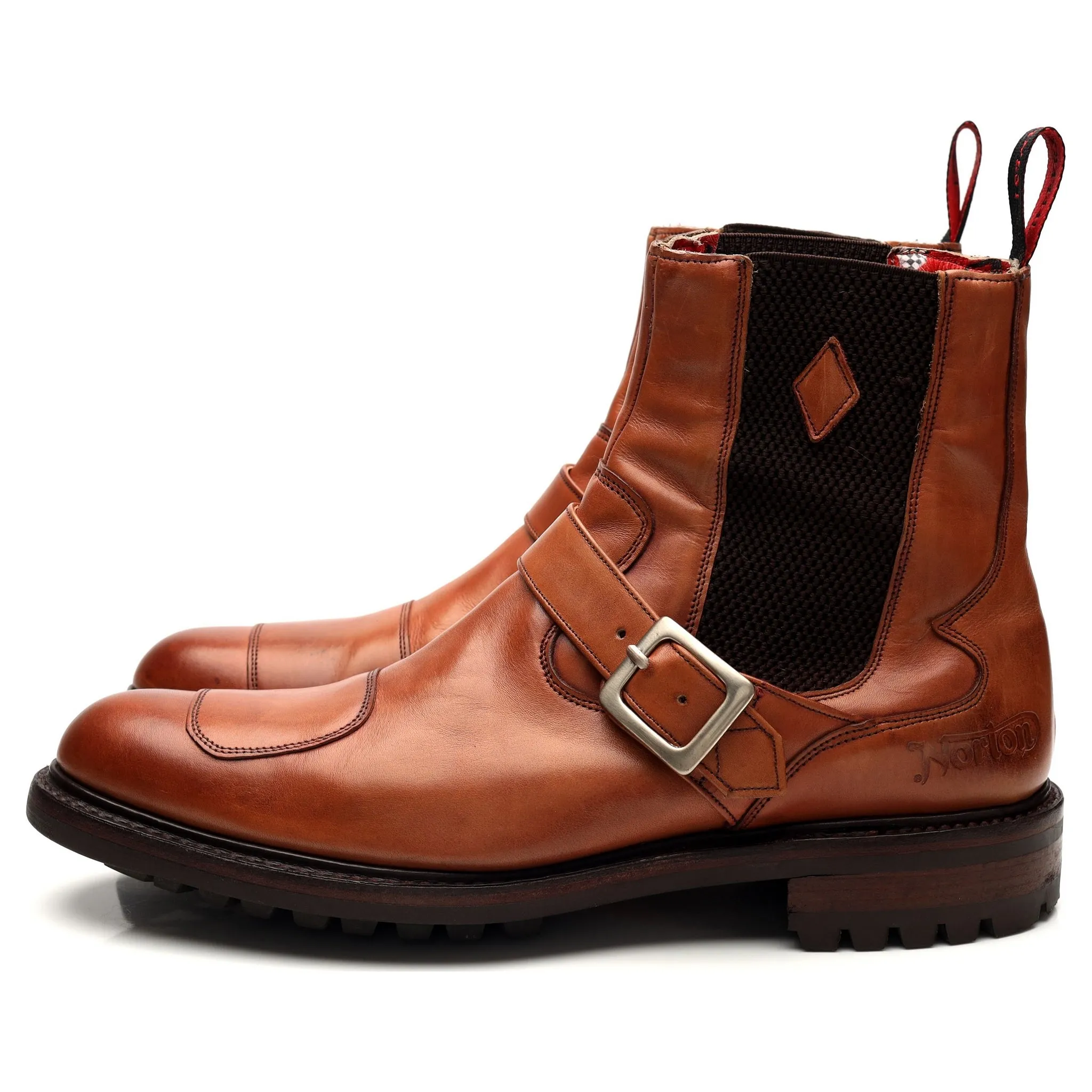 Norton 'Hannibal' Tan Brown Leather Biker Boots UK 9 F