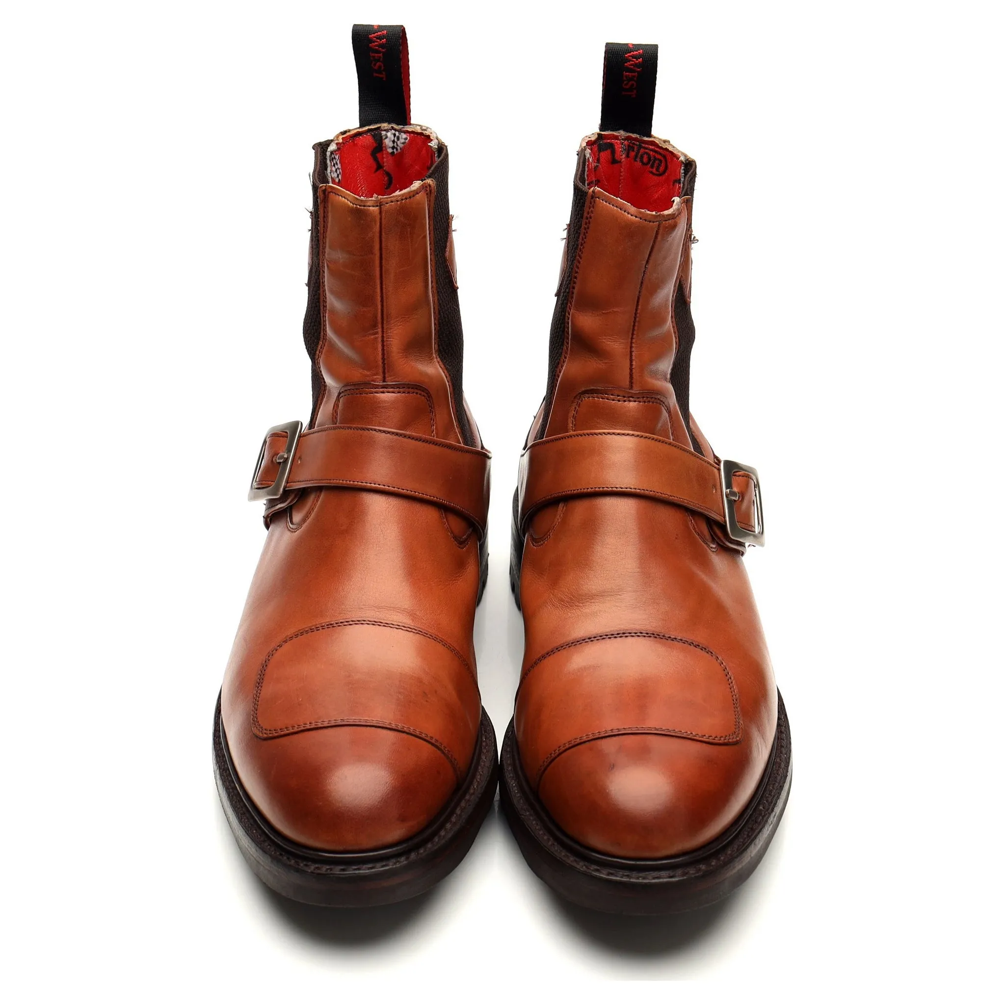 Norton 'Hannibal' Tan Brown Leather Biker Boots UK 9 F