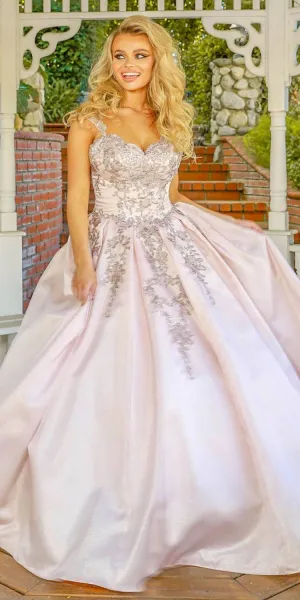 Nox Anabel U801 Cap Sleeve Embroidered A-Line Ball Gown