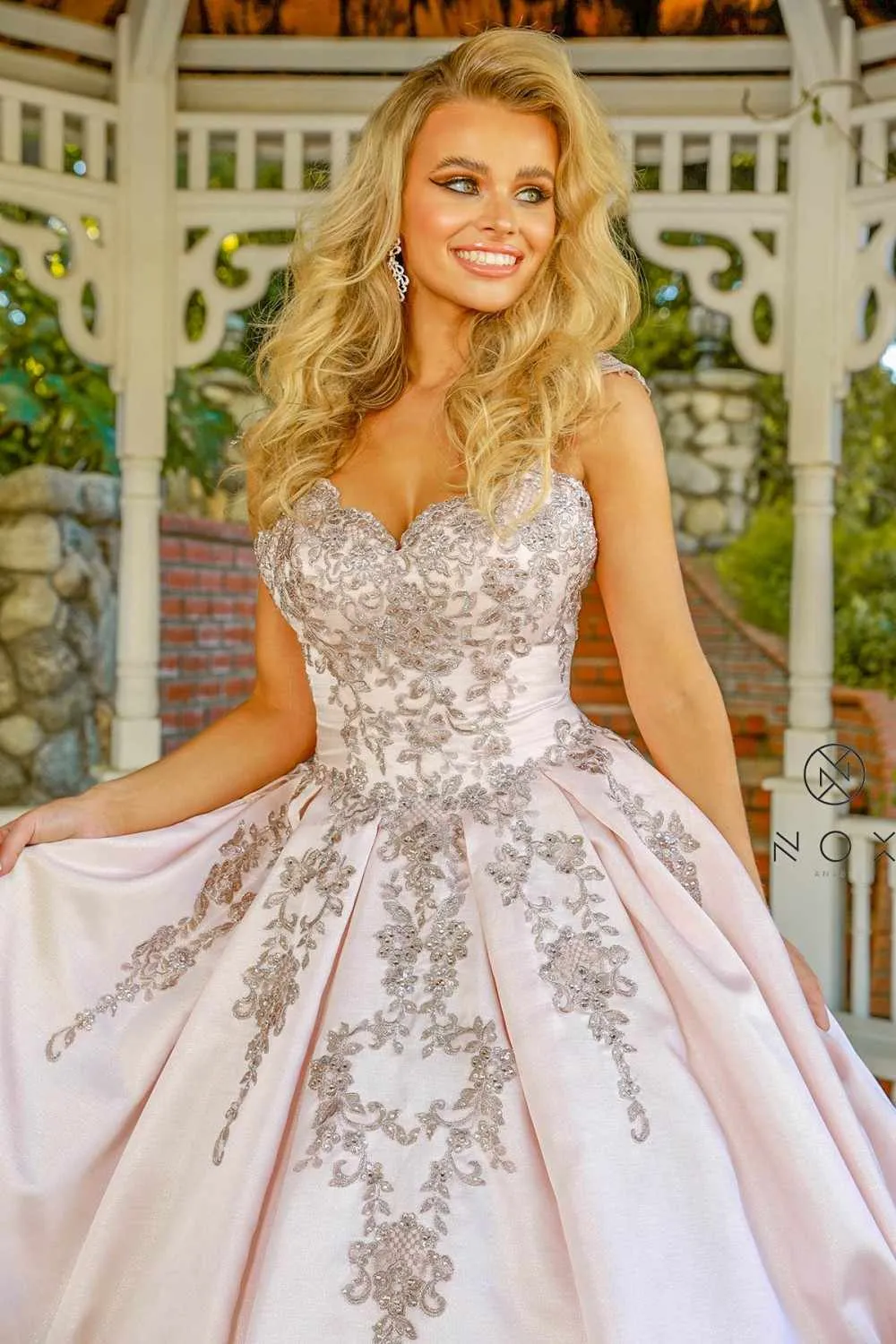 Nox Anabel U801 Cap Sleeve Embroidered A-Line Ball Gown