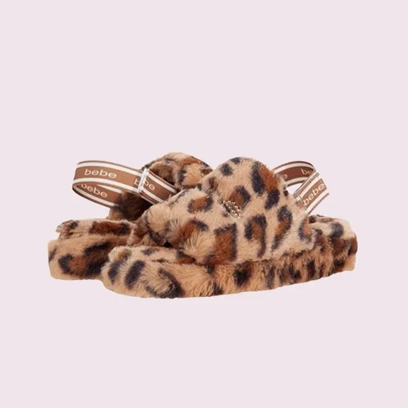 NWT BEBE JEANNA LEOPARD SLIPPER SLIDES