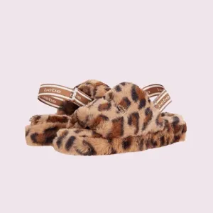 NWT BEBE JEANNA LEOPARD SLIPPER SLIDES