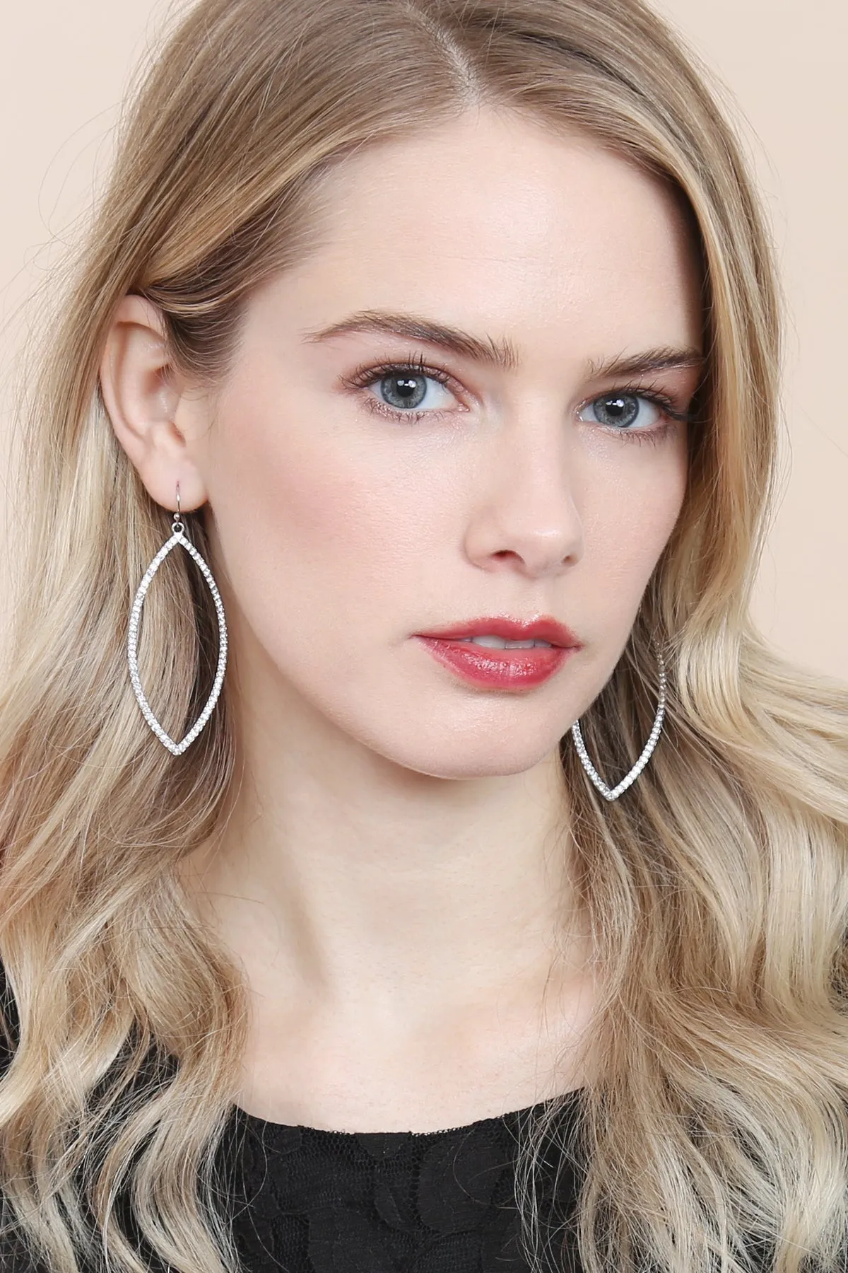 OPEN MARQUISE RHINESTONE EARRINGS