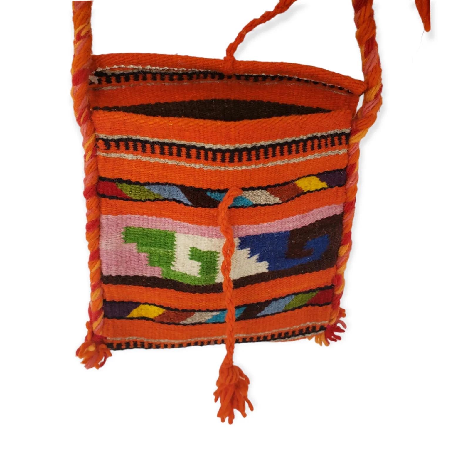 Orange Multi Color Woven Bag from Oaxaca