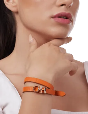 Outhouse   -   OH Series The Oh Monogram, Tangerine Double Wrap Leather Bracelet