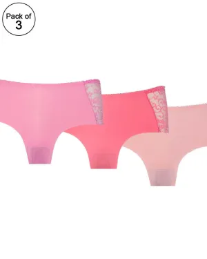 Pack of 3 - Embroidered Cotton Net Panty For Women