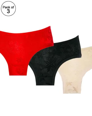 Pack of 3 - Sexy Soft Embroidered Cotton Panty For Ladies