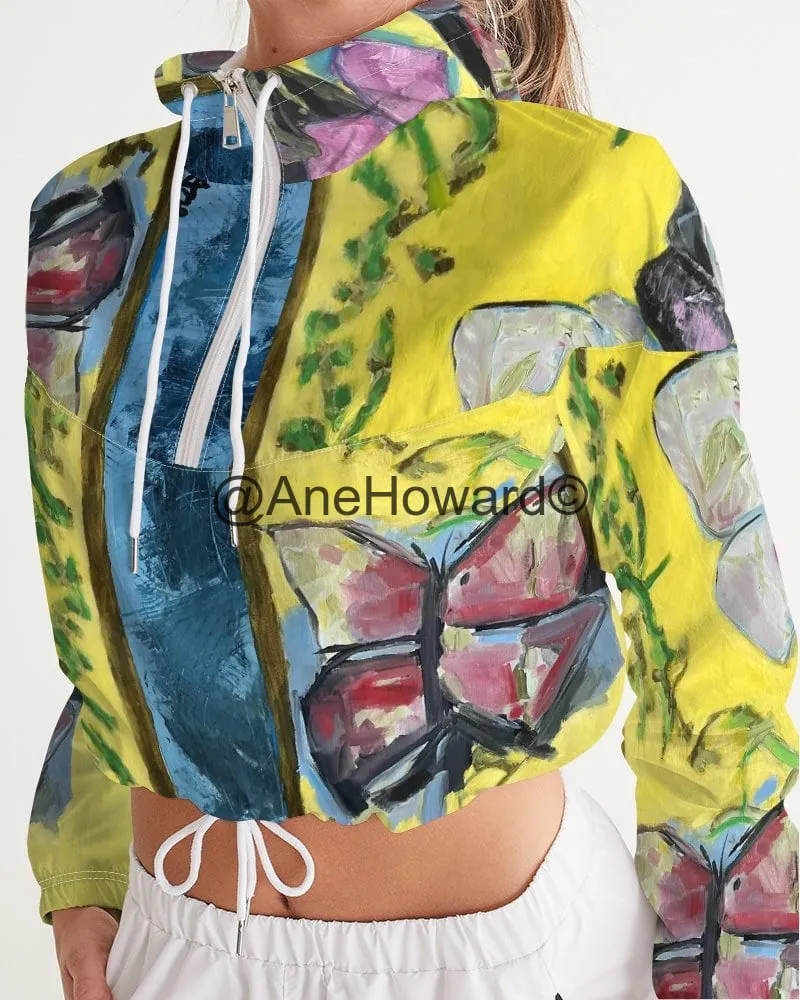 Papillons Women's Cropped Windbreaker