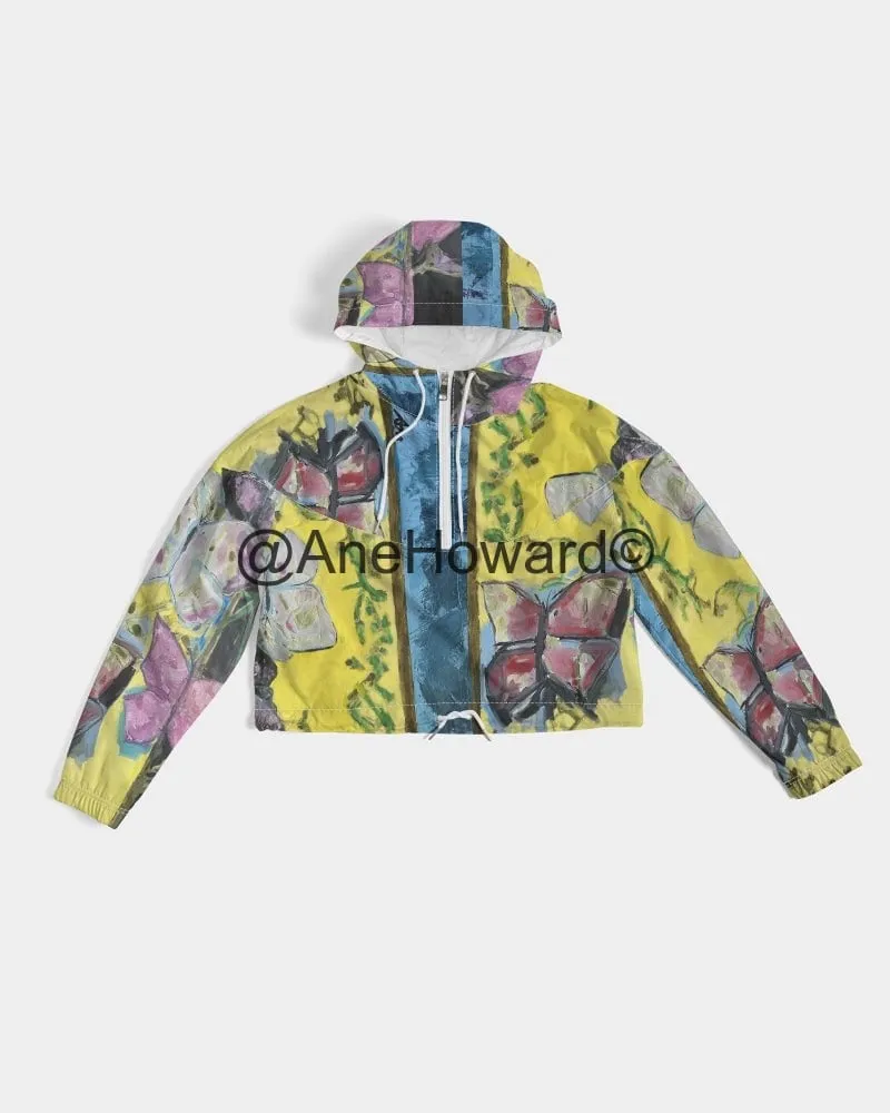 Papillons Women's Cropped Windbreaker