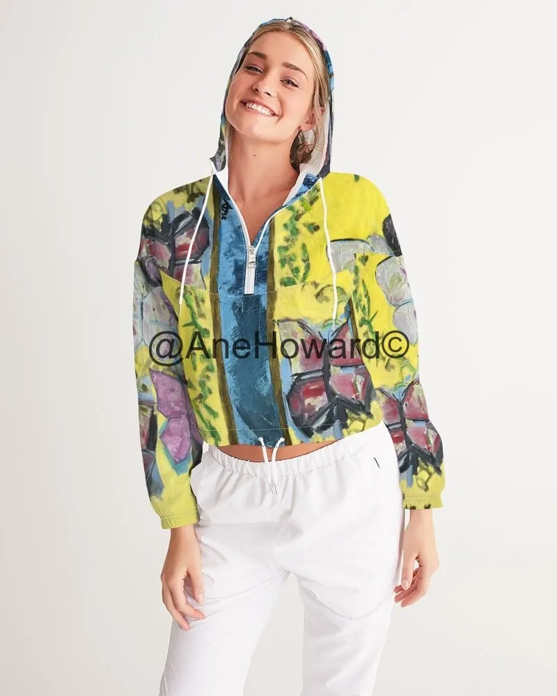 Papillons Women's Cropped Windbreaker