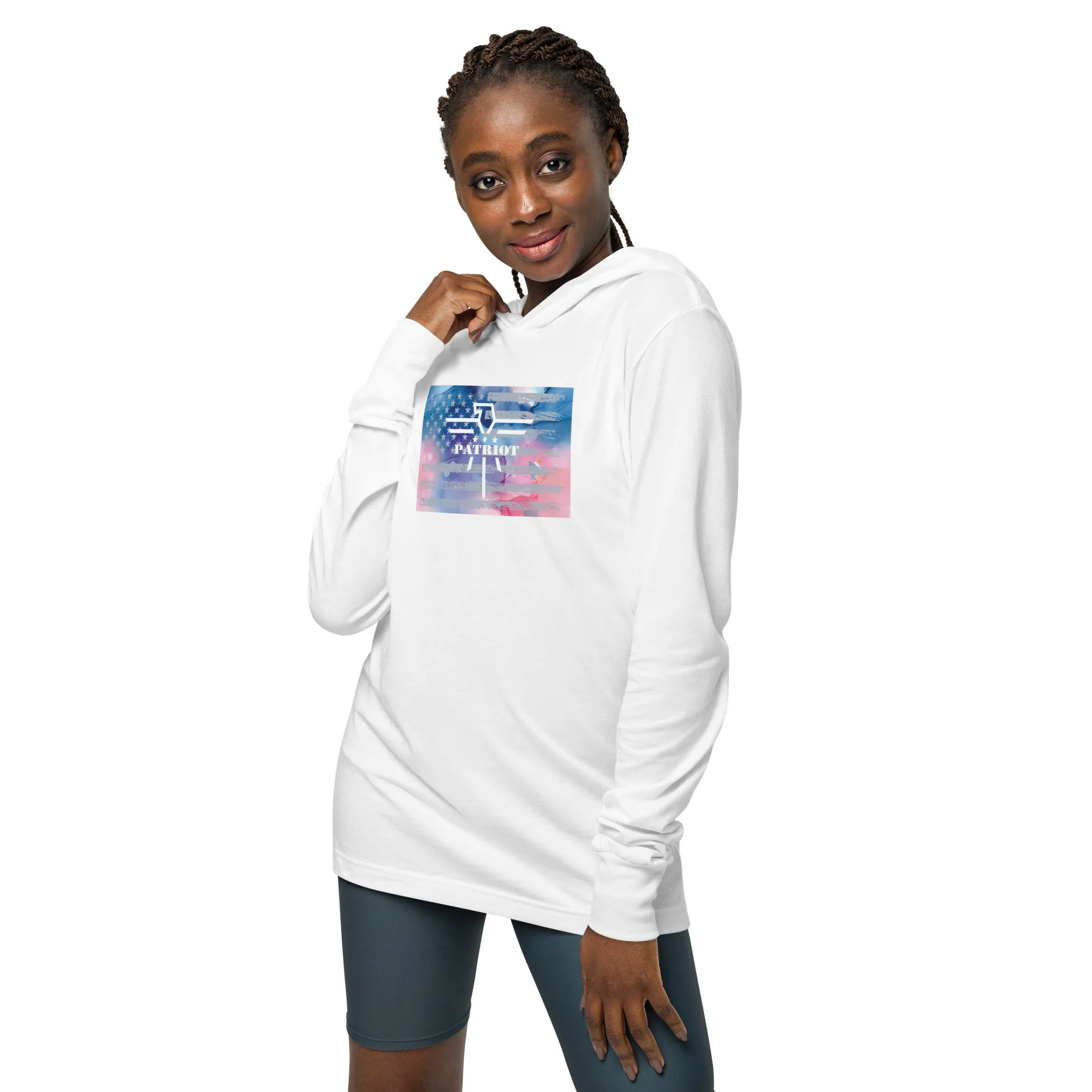 Patriot Floral Flag Hooded Long-Sleeve Tee