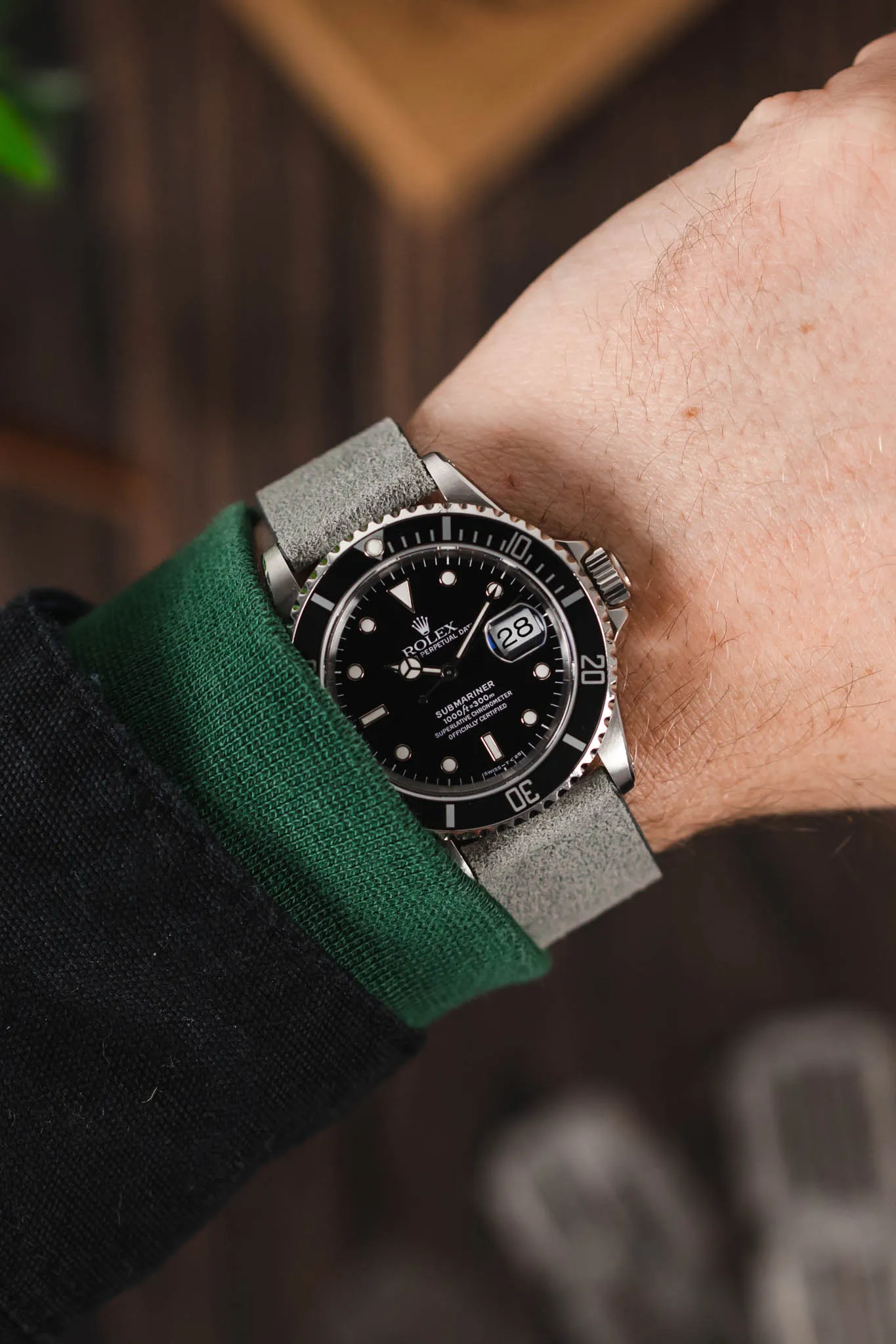 Pebro BARBOUR Waxed Calfskin Leather Watch Strap in GREY