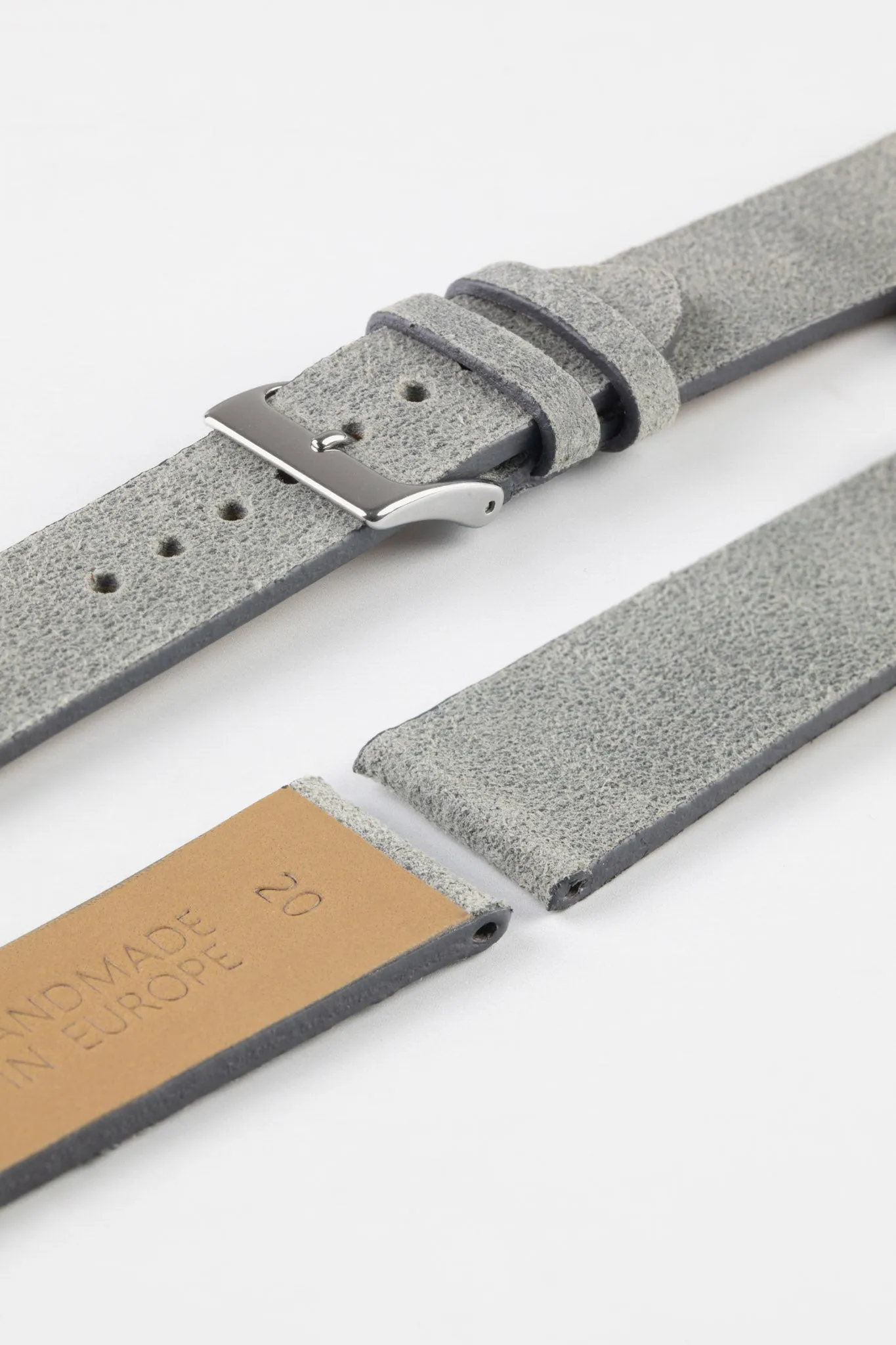 Pebro BARBOUR Waxed Calfskin Leather Watch Strap in GREY