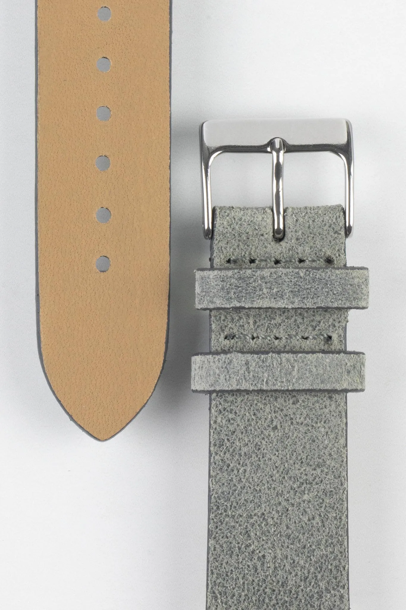 Pebro BARBOUR Waxed Calfskin Leather Watch Strap in GREY