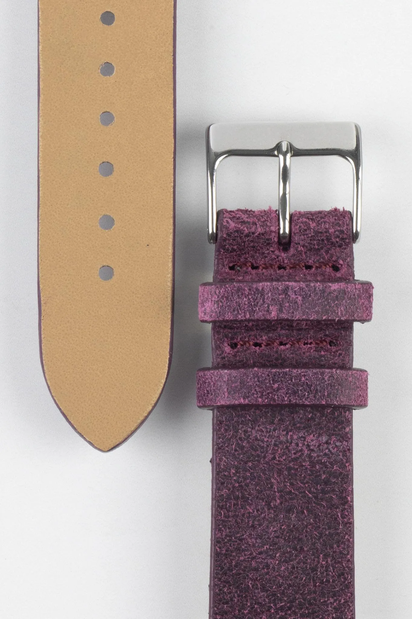 Pebro BARBOUR Waxed Calfskin Leather Watch Strap in PURPLE