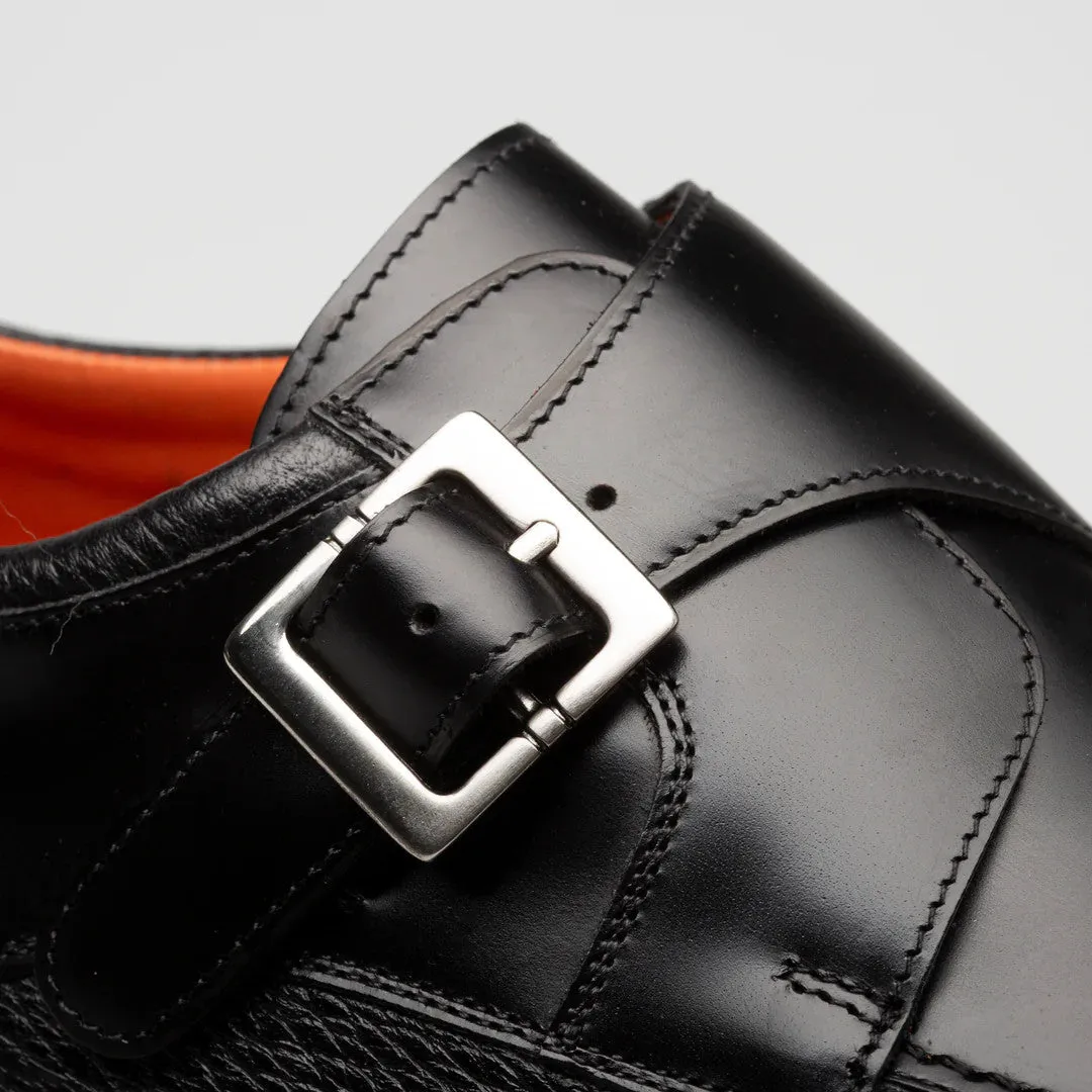 Pego Monk Strap Black By Mezlan Made In Spain Brand
