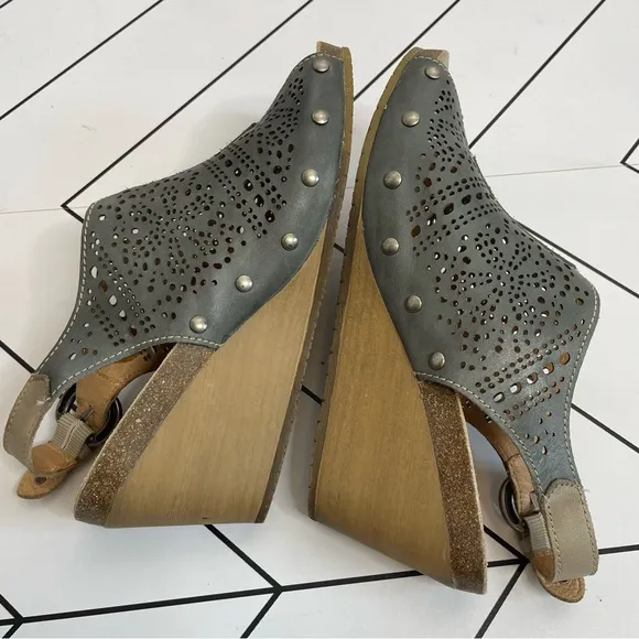 Pikolinos | Benissa Slingback Perforates Leather Peep Toe Wedge Size 41