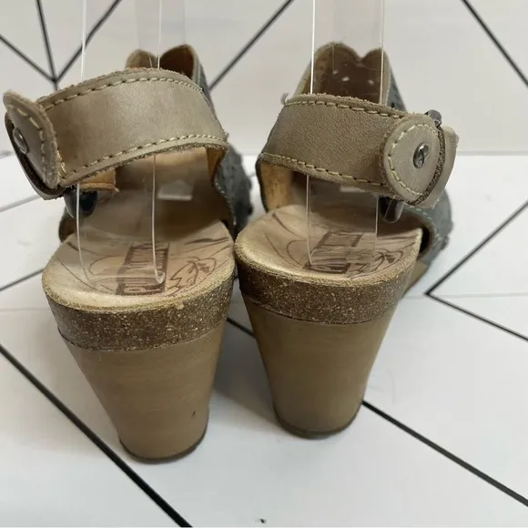 Pikolinos | Benissa Slingback Perforates Leather Peep Toe Wedge Size 41